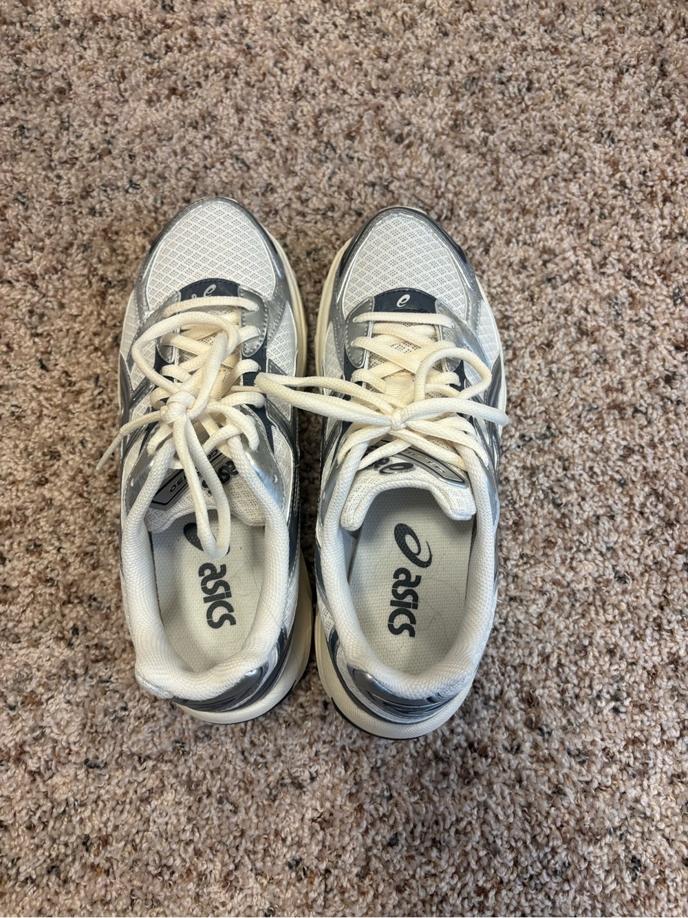 ASICS Cream and Silver Women's Athletic Sneakers - Picture 6 of 8